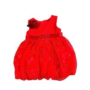 American Girl Red Sparkle Party Dress Tulle Bubble Hem Holiday Formal